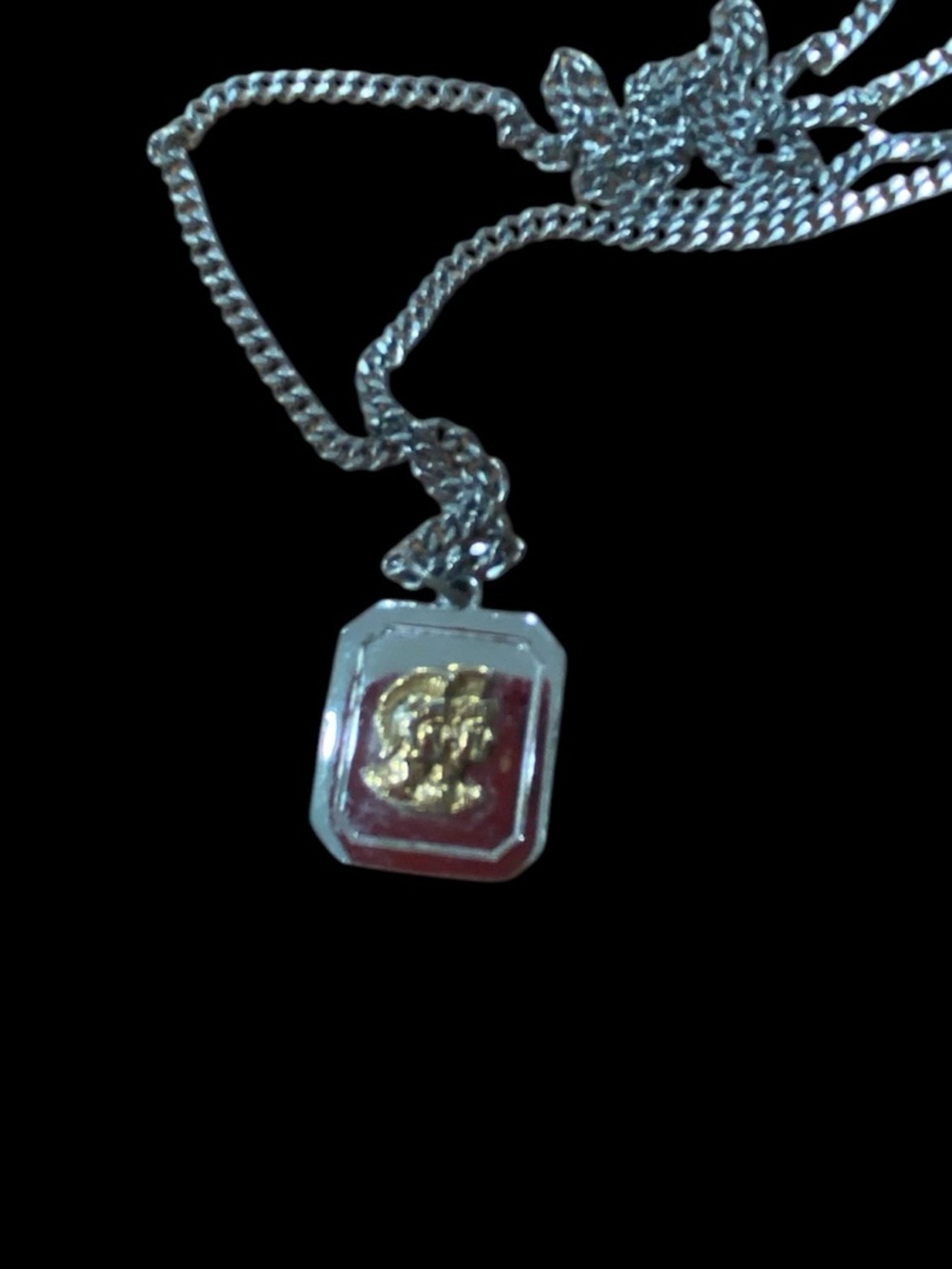 Vintage Avon Roman Soldier Gold and Silver Tone Medallion Pendant Necklace